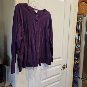 Purple Button-Up Cardigan